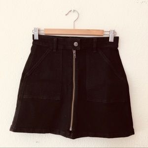 Madewell Zip-Front Mini Black Denim Mini Skirt